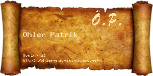 Öhler Patrik névjegykártya